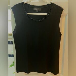 Jones Black Tank with sequined neckline